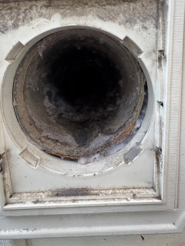 Dryer vent exit cleared after cleaning